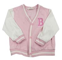 Světlerůžovo-bílá propínací baseballová mikina - Barbie H&M