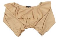 Pudrový crop top s volánkem New Look