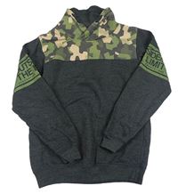 Tmavošedá mikina s army pruhem Y.F.K.