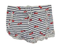 Bílo-tmavomodré pruhované kraťasy s třešněmi Primark