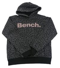 Tmavošedá vzorovaná mikina s logem a kapucí Bench