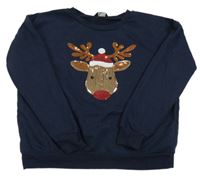 Tmavomodrá mikina se sobem z flitrů New Look