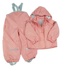 2 set - růžová šusťáková zateplená bunda s kapucí + zateplené laclové kalhoty Lily & Dan