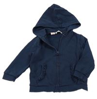 Tmavomodrá propínací mikina s kapucí mango