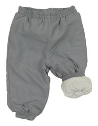 Šedé šusťákové zateplené kalhoty 