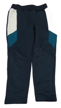 Tmavomodro-bílé sportovní tepláky 