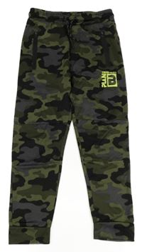 Khaki-šedé army sportovní tepláky 