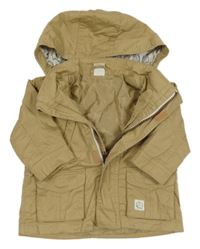 Béžová plátěná jarní bunda s kapucí H&M