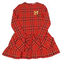 Červeno-černé kostkované šaty s písmenem Original Marines