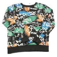 Černo-barevná vzorovaná mikina s nápisy M&Co.