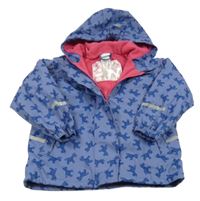 Fialová nepromokavá jarní bunda s jednorožci a kapucí Pocopiano
