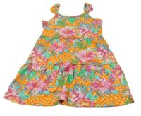 Oranžovo-zeleno-růžové květované šaty Matalan