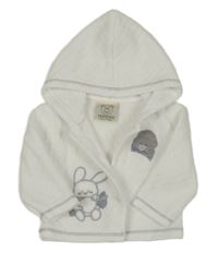 Bílá vzorovaná propínací mikina se zvířátky a kapucí 