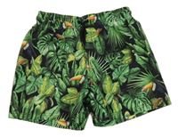 Zeleno-černé plážové kraťasy s tukany H&M