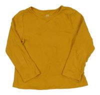 Okrové žebrované triko H&M