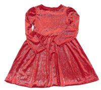 Červené třpytivé sametové šaty Matalan