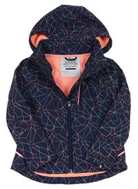 Tmavomodrá vzorovaná softshellová bunda s kapucí a hvězdami Tu