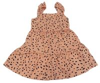 Korálovo-černé puntíkaté šaty Primark