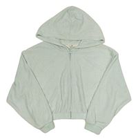 Mintová propínací crop froté mikina s kapucí H&M