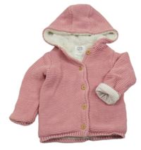 Růžový propínací zateplený svetr s kapucí F&F