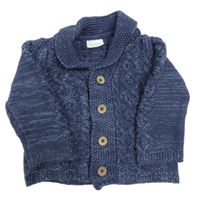 Tmavomodrý melírovaný propínací svetr Next