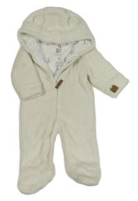 Bílá plyšová podšitá kombinéza s kapucí F&F