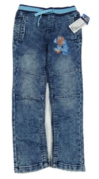 Nové - Modré plísňové teplákové rifle s míčem a úpletovým pasem 