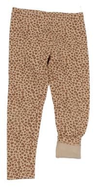 Růžovo-hnědé zateplené legíny se srdíčky C&A