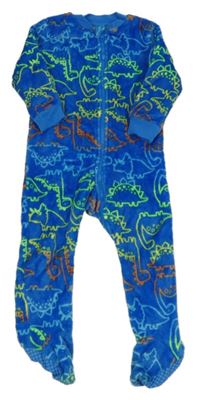 Tmavomodrý plyšový overal s diny St. Bernard