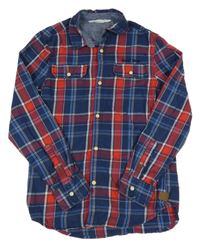Tmavomodro-červeno-bílá kostkovaná košile H&M