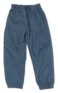 Modré žebrované cuff kalhoty 