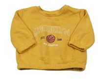 Hořčicová mikina s nápisem a míčem Primark