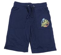 Tmavomodré teplákové kraťasy s potiskem Alive