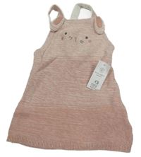 Nové - Světlerůžové melírované pletené laclové šaty s čumákem F&F