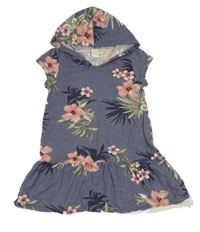 Šedomodré květované šaty s kapucí H&M