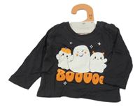 Nové - Antracitové triko s duchy Primark