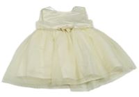 Smetanové saténovo/tylové šaty s mašlí 