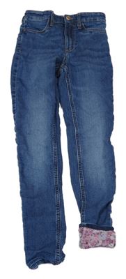 Tmavomodré podšité skinny rifle H&M