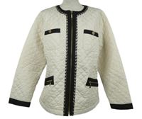 Dámská smetanovo-černá šusťáková prošívaná lehce zateplená bunda 