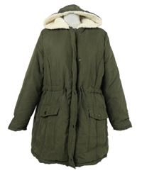 Dámský khaki šusťákový zimní kabát s kapucí B.You 