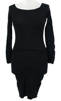 Dámské černé žebrované svetrové šaty Amisu 