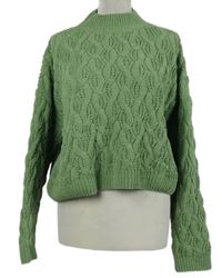 Dámský zelený vzorovaný žinylkový crop svetr Primark