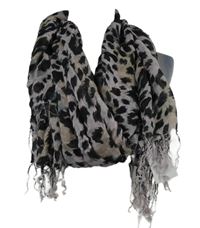 Nové - Dámská černo-růžová vzorovaná šála s třásněmi 