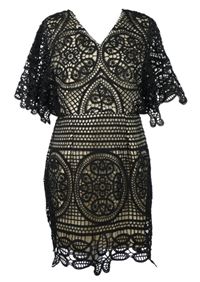 Dámské černo-béžové krajkové šaty Apricot 