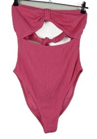 Dámské růžové žabičkové jednodílné plavky bez ramínek River Island 