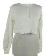 Dámské bílé vzorované úpletové crop triko Primark 