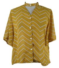 Dámská okrovo-šedá vzorovaná šifonová halenka Boohoo 