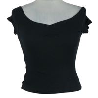 Dámské černé žebrované crop tričko H&M