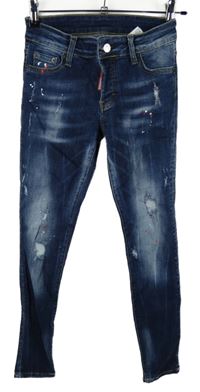 Dámské tmavomodré skinny rifle s prošoupáním DSQuared2