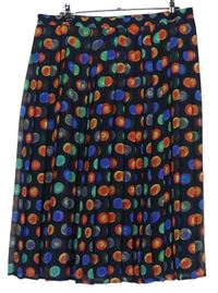 Dámská tmavomodro-barevná puntíkovaná šifonová plisovaná midi sukně 